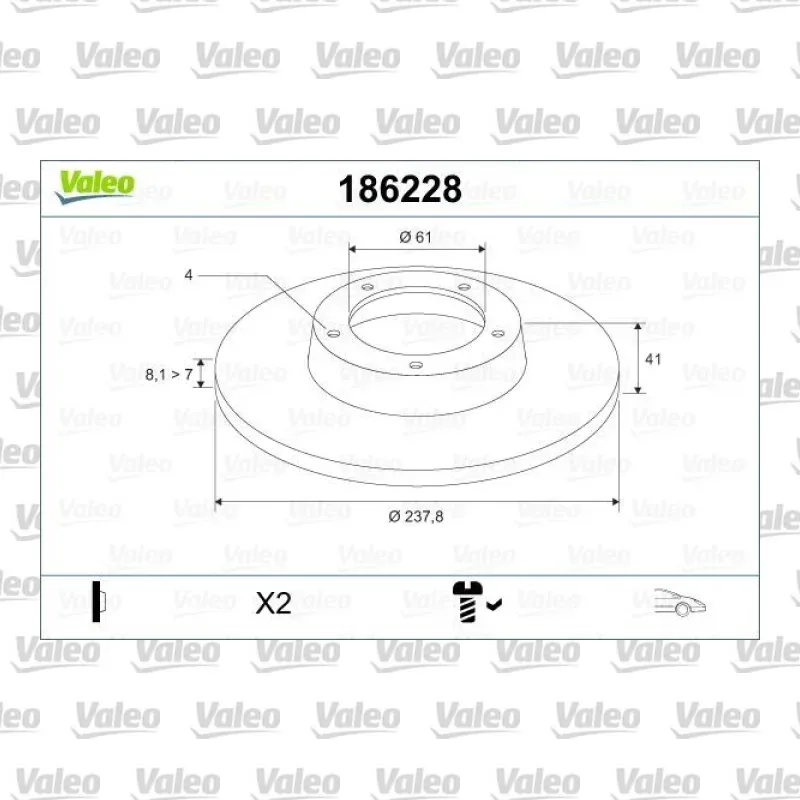 Fren Disk Ayna Ön Sağ ve Sol VALEO 186228 – Renault Clio / Twingo