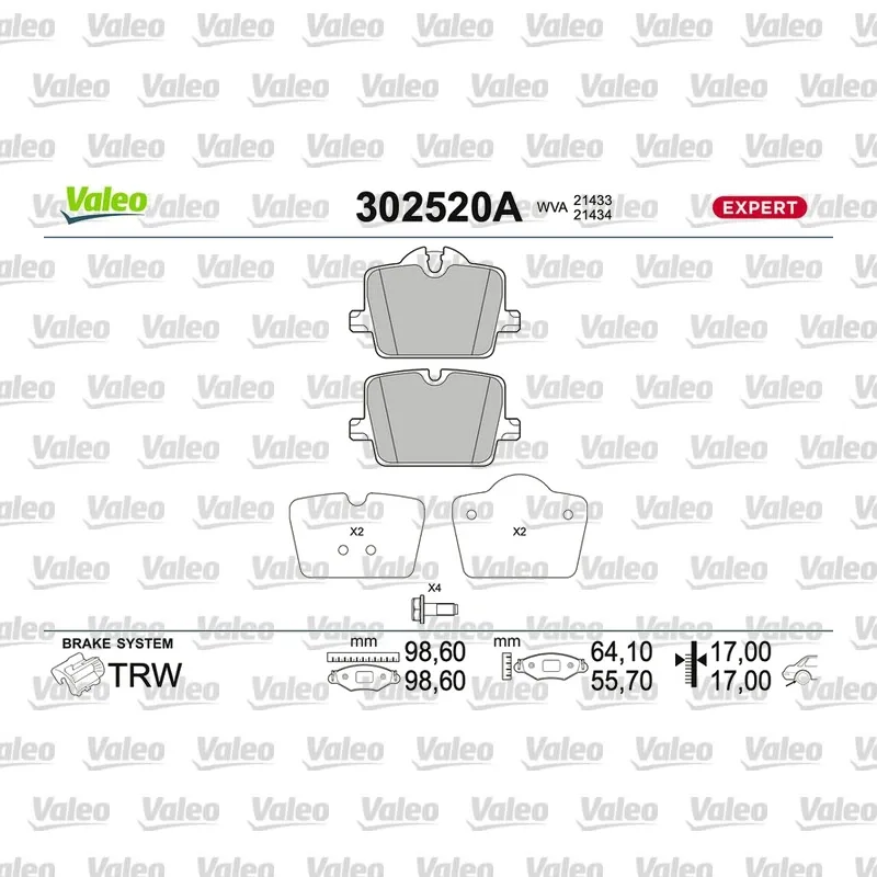 Fren Disk Balata Arka VALEO 671172 – BMW / Toyota