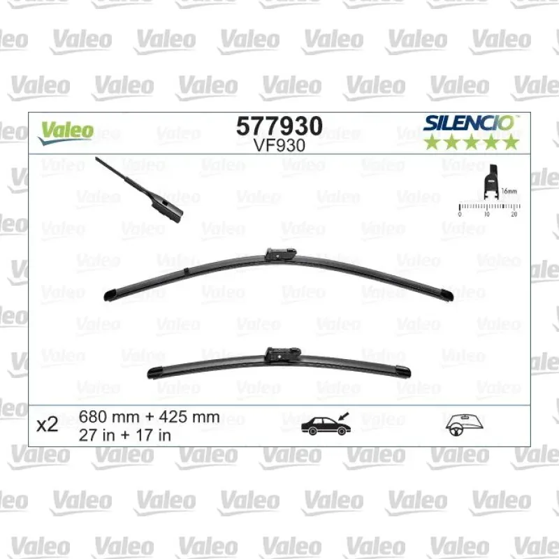 Silecek Süpürgesi Ön Muz Tip 680/425 mm - 27/17 inç VALEO 577930