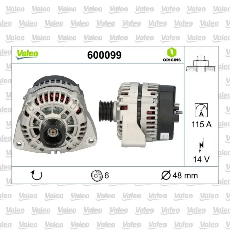 Alternatör VALEO 600099 – Opel / Mercedes-Benz