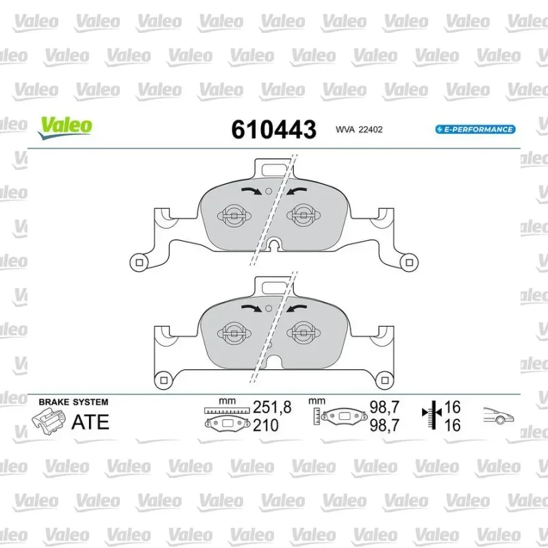 Fren Disk Balata Ön VALEO 610443 – Audi A4
