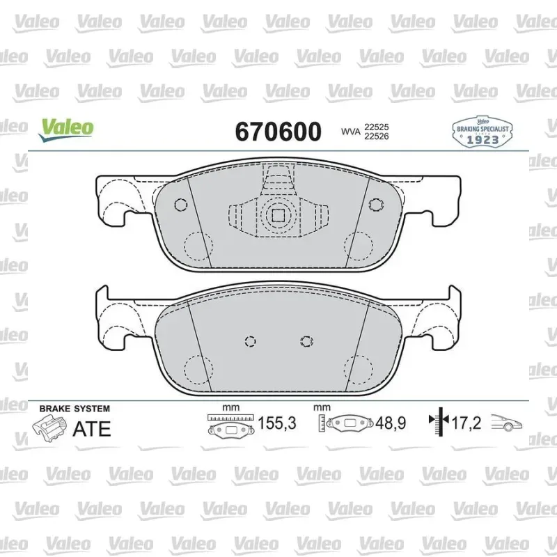 Fren Disk Balata Ön VALEO 670600 – Renault / Dacia