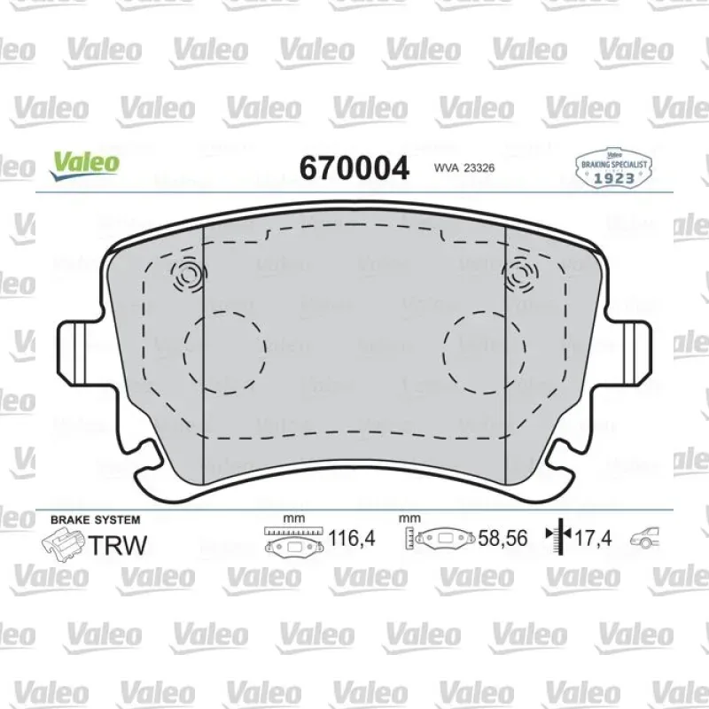 Fren Disk Balata Arka VALEO 670004 – Volkswagen / Audi