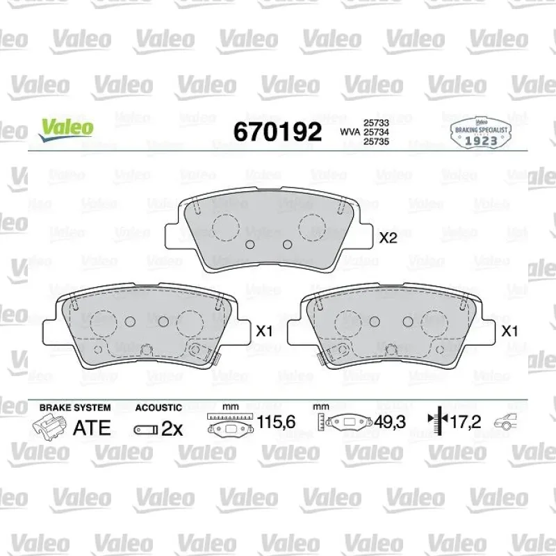 Fren Disk Balata Arka VALEO 670192 – Fiat / Jeep
