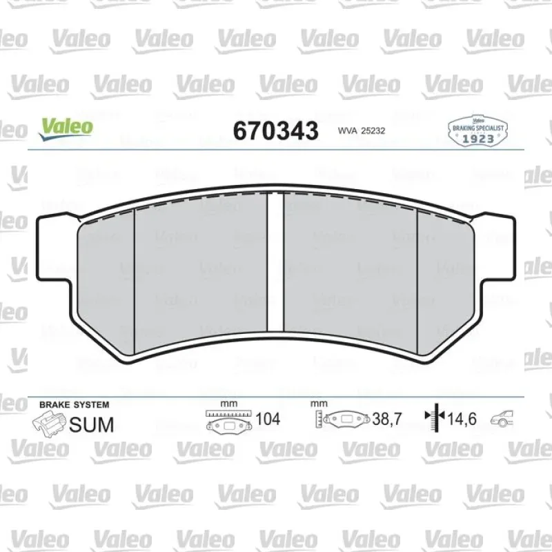 Fren Disk Balata Arka VALEO 670343 – Chevrolet Lacetti