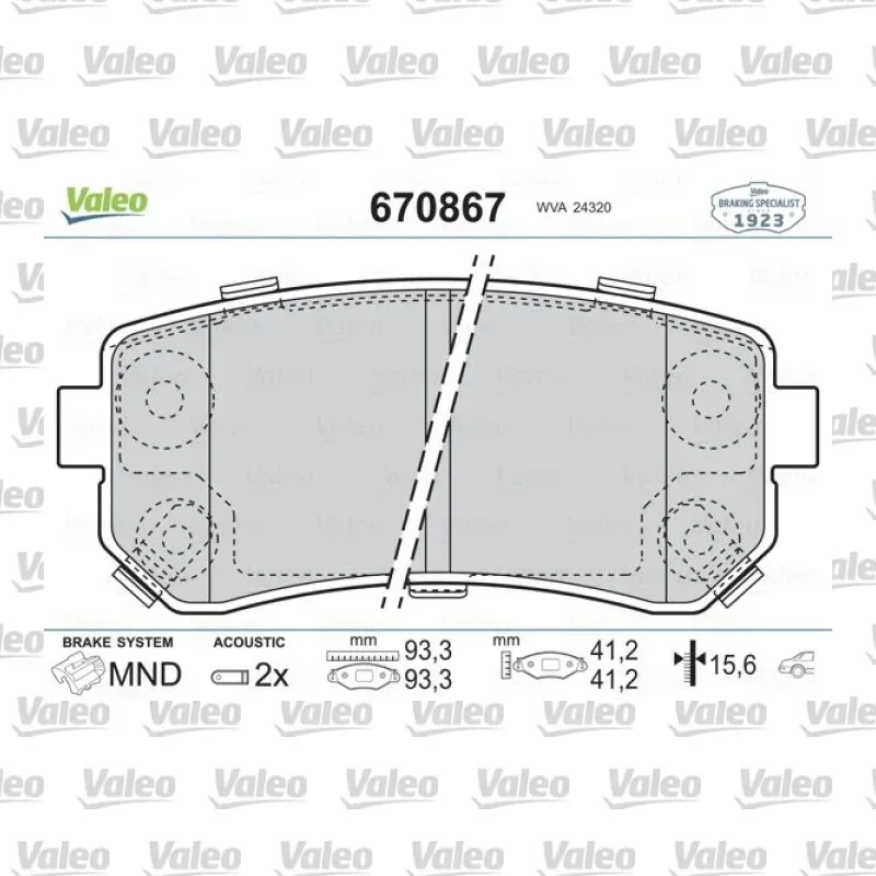 Fren Disk Balata Arka VALEO 670867 – Hyundai / Kia