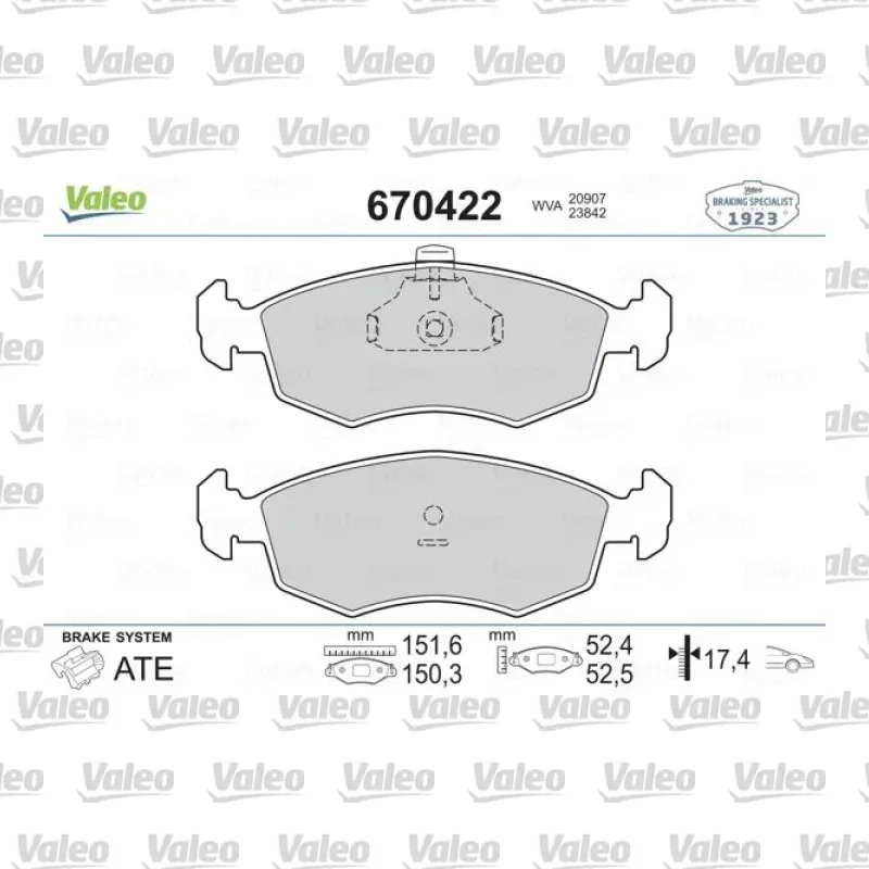 Fren Disk Balata Ön VALEO 670422 – Fiat Punto