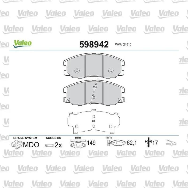 Fren Disk Balata Ön VALEO 598942 – Chevrolet Captiva
