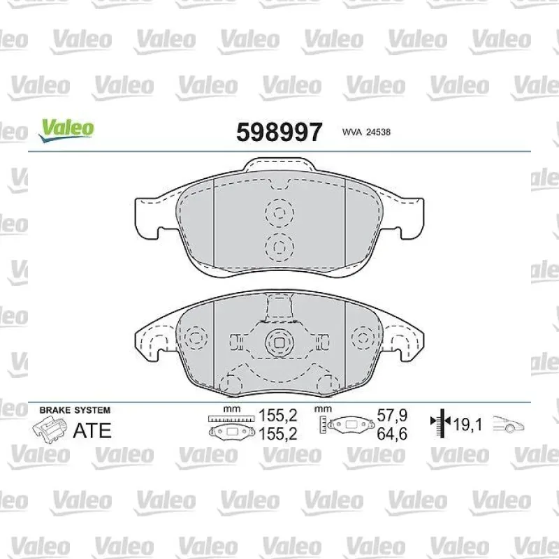 Fren Disk Balata Ön VALEO 598997