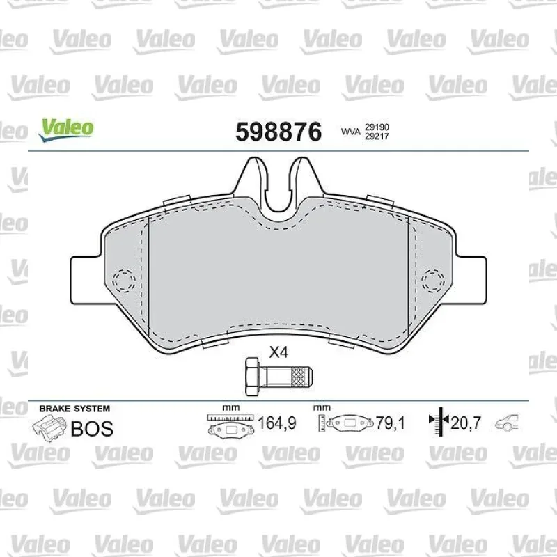 Fren Disk Balata Arka VALEO 598876 – Volkswagen / Mercedes-Benz