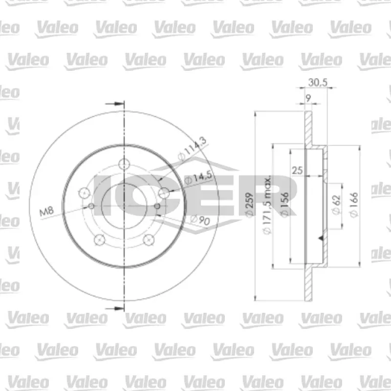 Fren Disk Ayna Arka Sağ ve Sol VALEO 197110 – Toyota Corolla / Auris