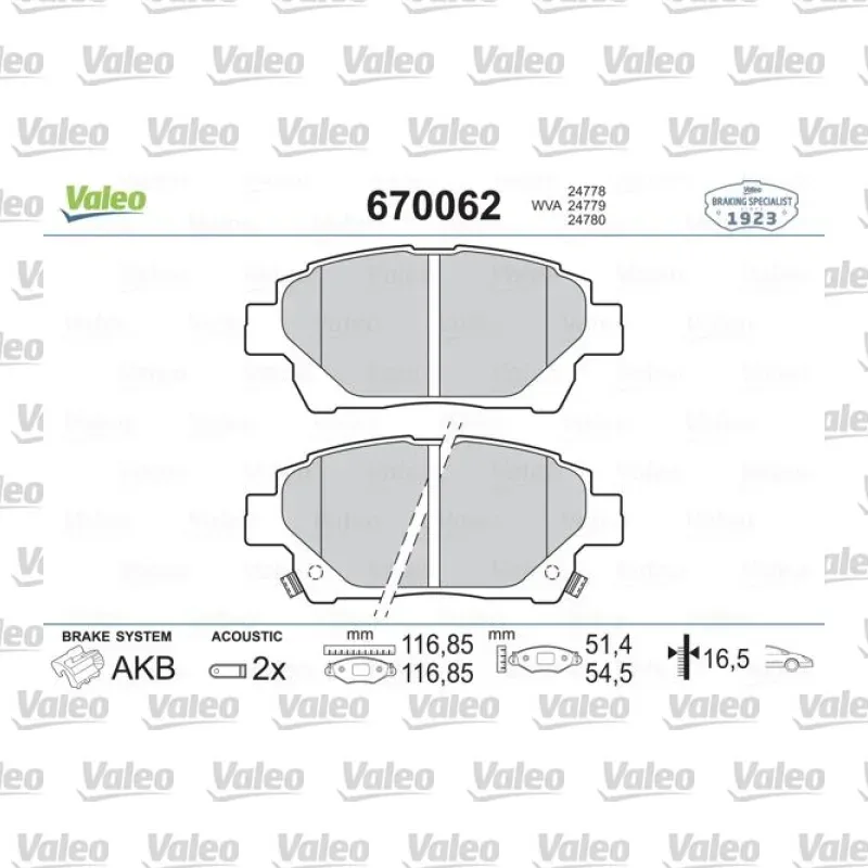 Fren Disk Balata Ön VALEO 670062 – Toyota Corolla / Yaris