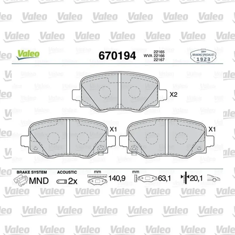 Fren Disk Balata Ön VALEO 670194 – Fiat / Jeep