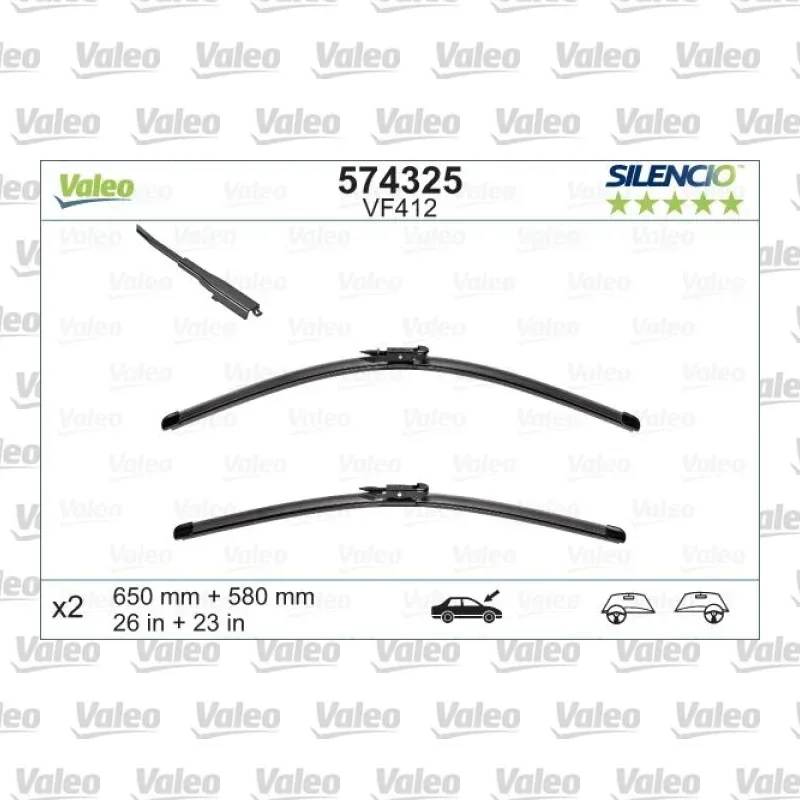 Silecek Süpürgesi Ön 650/600 mm - 26/24 inç VALEO 574325 – Renault / Mercedes-Benz