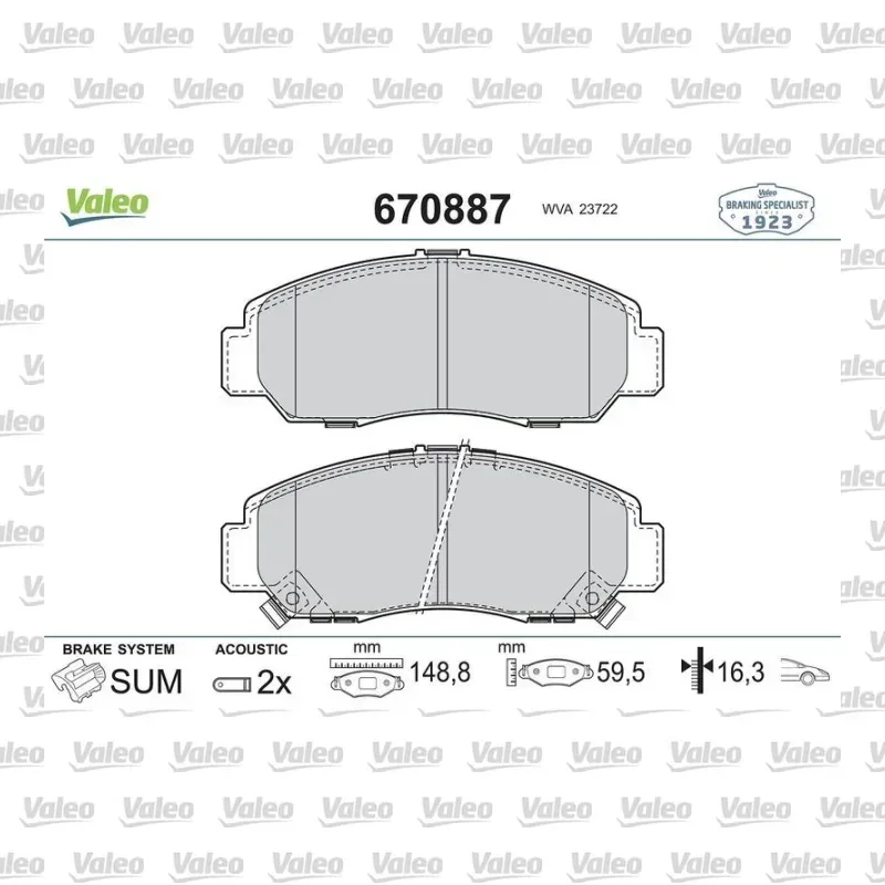 Fren Disk Balata Ön VALEO 670887 – Honda Civic / Accord
