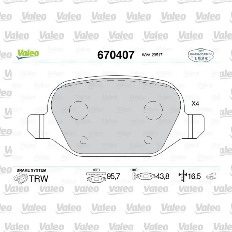 Fren Disk Balata Arka VALEO 670407 – Fiat / Alfa Romeo