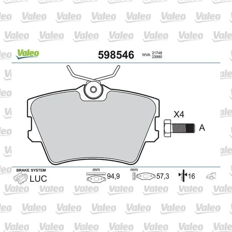 Fren Disk Balata Arka VALEO 598546 – Renault / Opel
