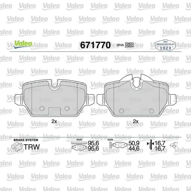 Fren Disk Balata Arka VALEO 671770 – MINI Countryman 1.6 / 2.0