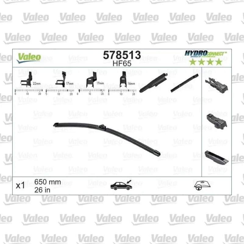 Silecek Süpürgesi Ön Muz Tip 650 mm - 26 inç VALEO 578513