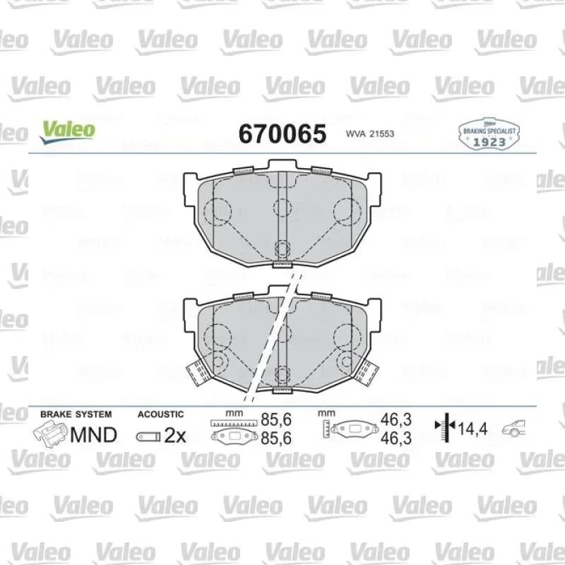 Fren Disk Balata Arka VALEO 670065 – Hyundai / Kia
