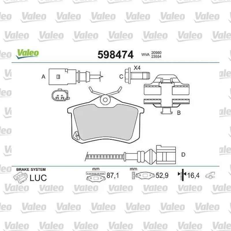 Fren Disk Balata Arka VALEO 598474