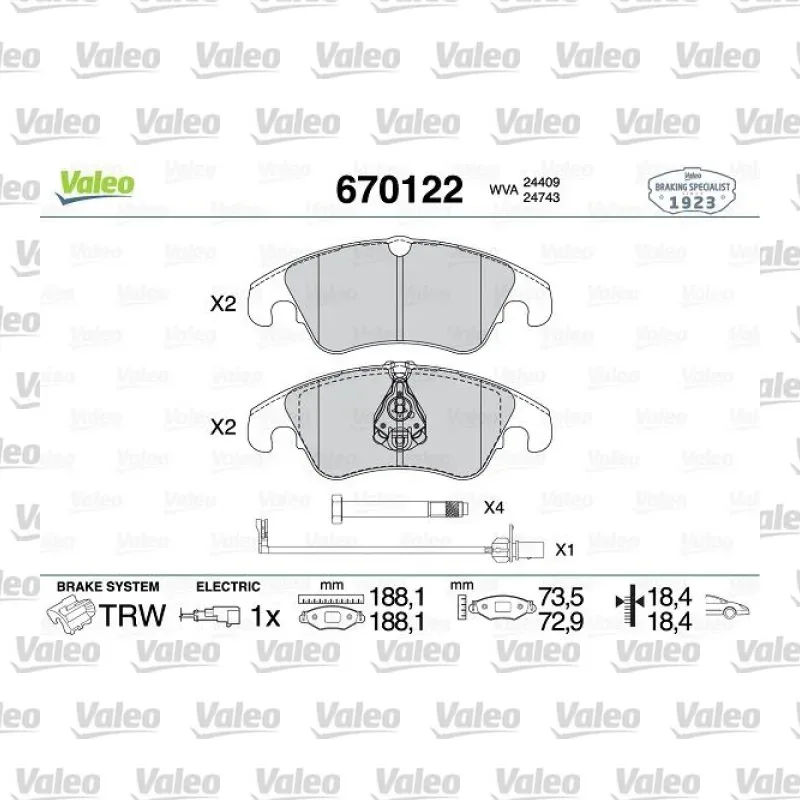Fren Disk Balata Ön VALEO 670122 – Audi A4 / A5