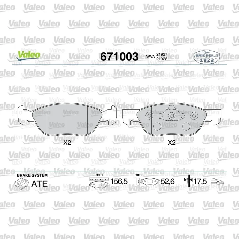 Fren Disk Balata Ön VALEO 671003 – Fiat Punto