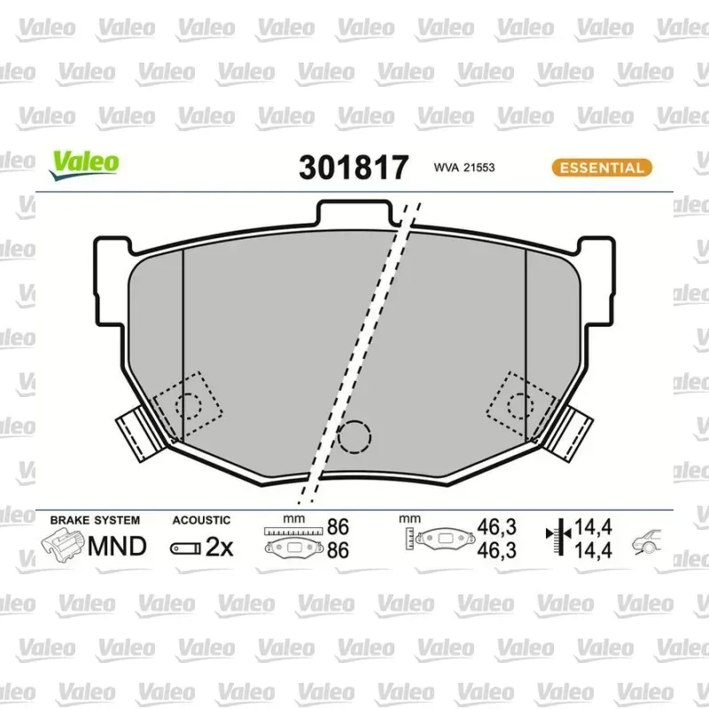 Fren Disk Balata Arka VALEO 301817 – Hyundai / Kia