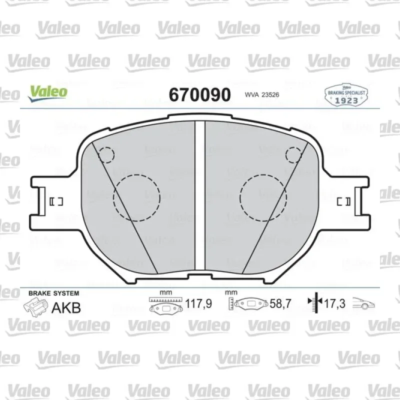 Fren Disk Balata Ön VALEO 670090 – Toyota Corolla 1.8 VVT-i / 2.0 D-4D