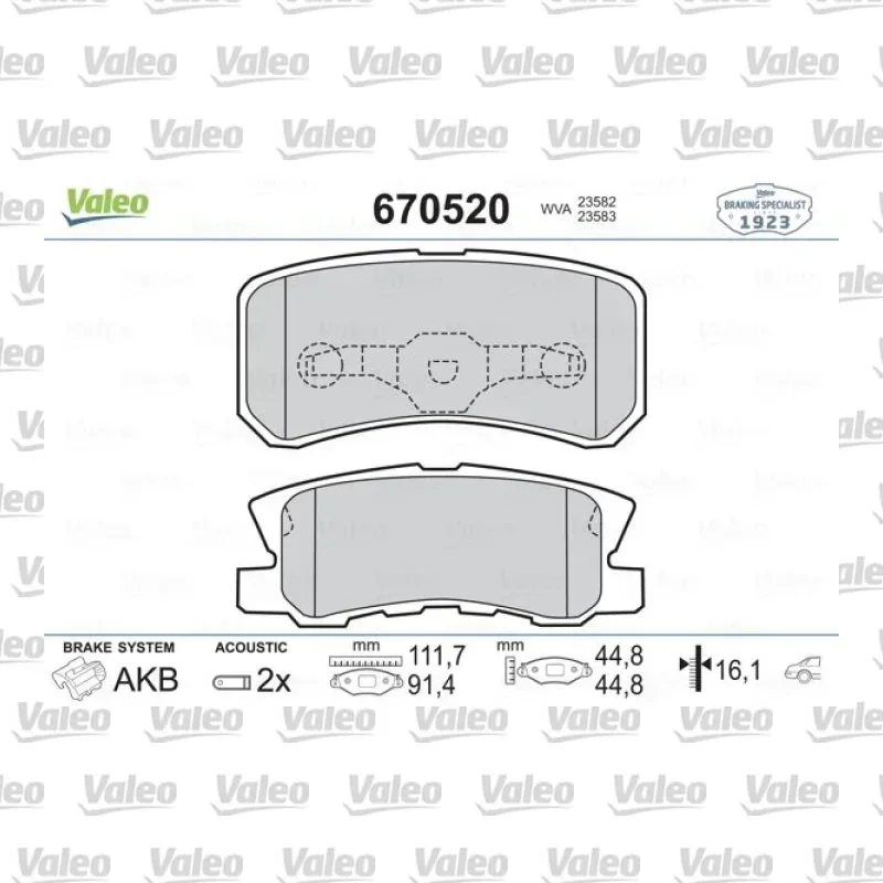 Fren Disk Balata Arka VALEO 670520