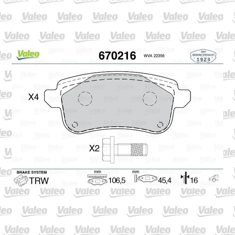 Fren Disk Balata Arka VALEO 670216 – Renault Megane
