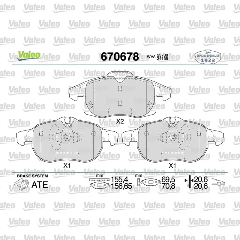 Fren Disk Balata Ön VALEO 670678 – Opel Vectra