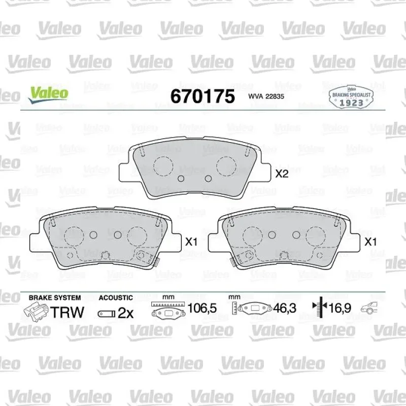 Fren Disk Balata Arka VALEO 670175 – Opel Insignia