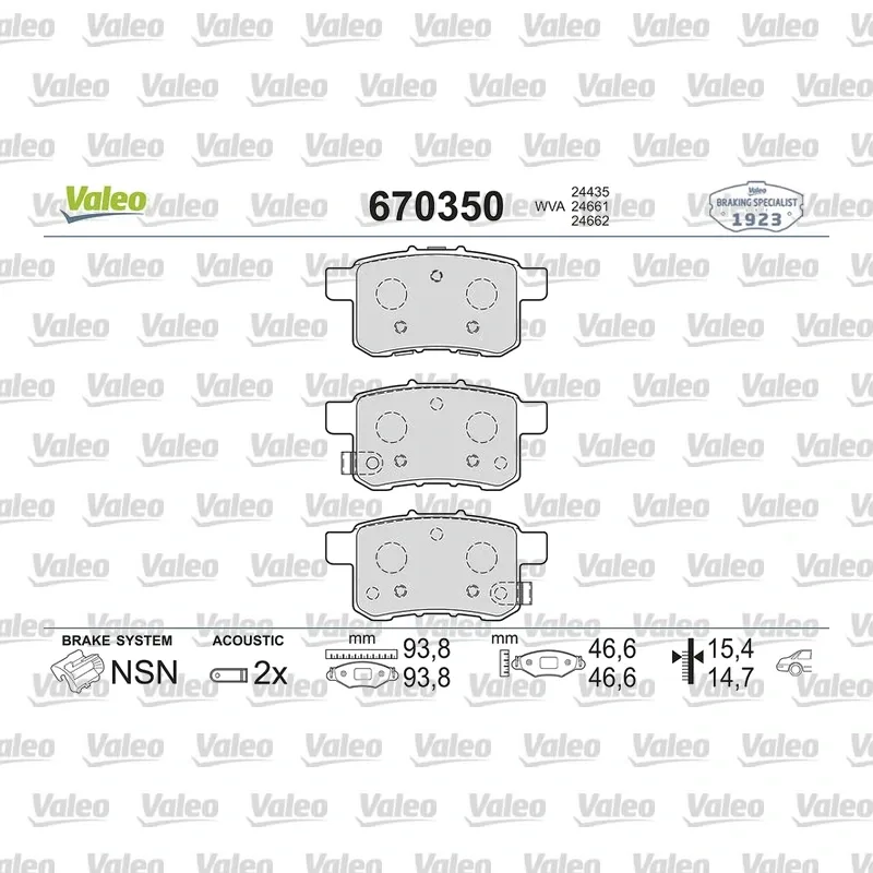 Fren Disk Balata Arka VALEO 670350 – Honda Accord