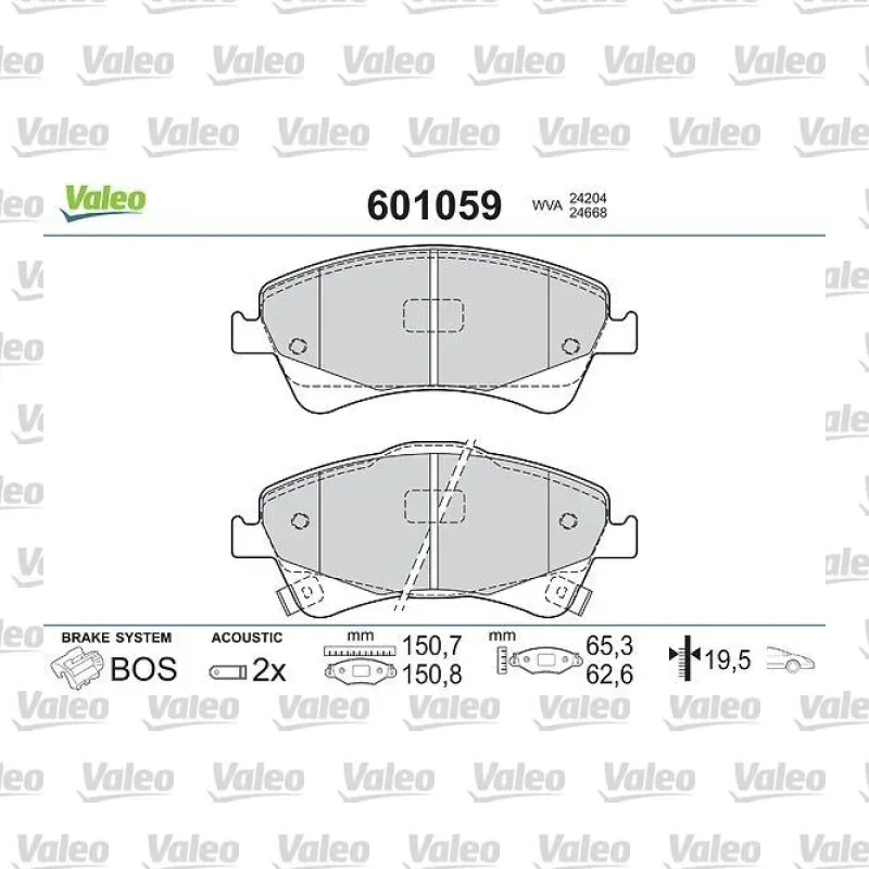 Fren Disk Balata Ön VALEO 601059 – Toyota Avensis / Auris