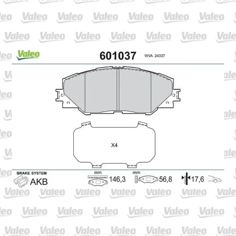 Fren Disk Balata Ön VALEO 601037 – Toyota RAV4 / Auris