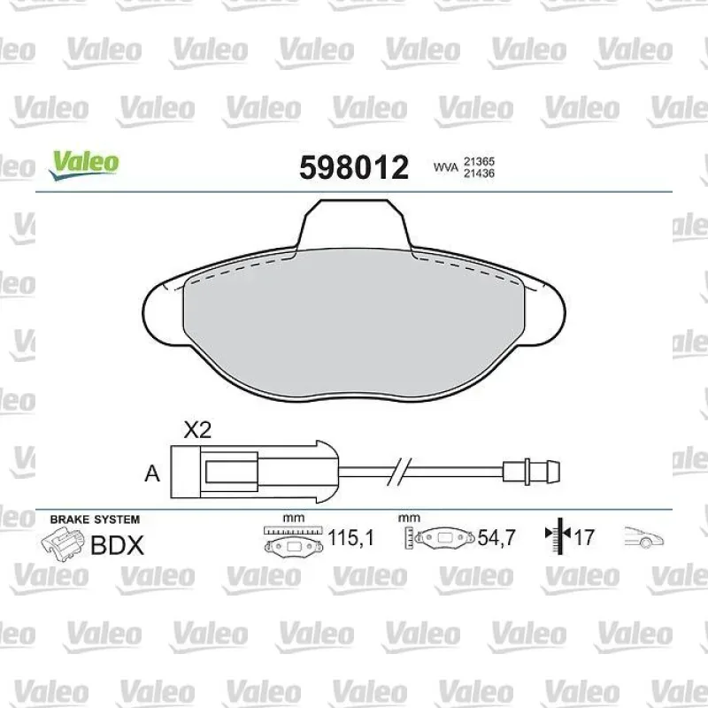 Fren Disk Balata Ön VALEO 598012 – Fiat Punto / Panda