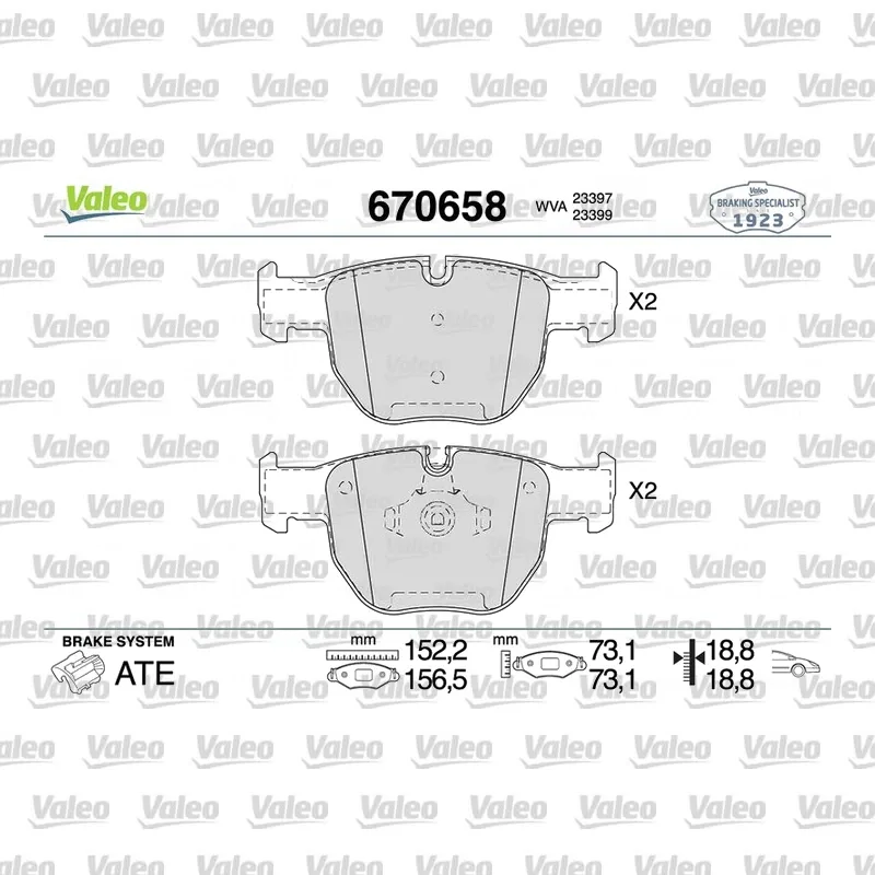 Fren Disk Balata Ön VALEO 670658 – Land Rover Range Rover