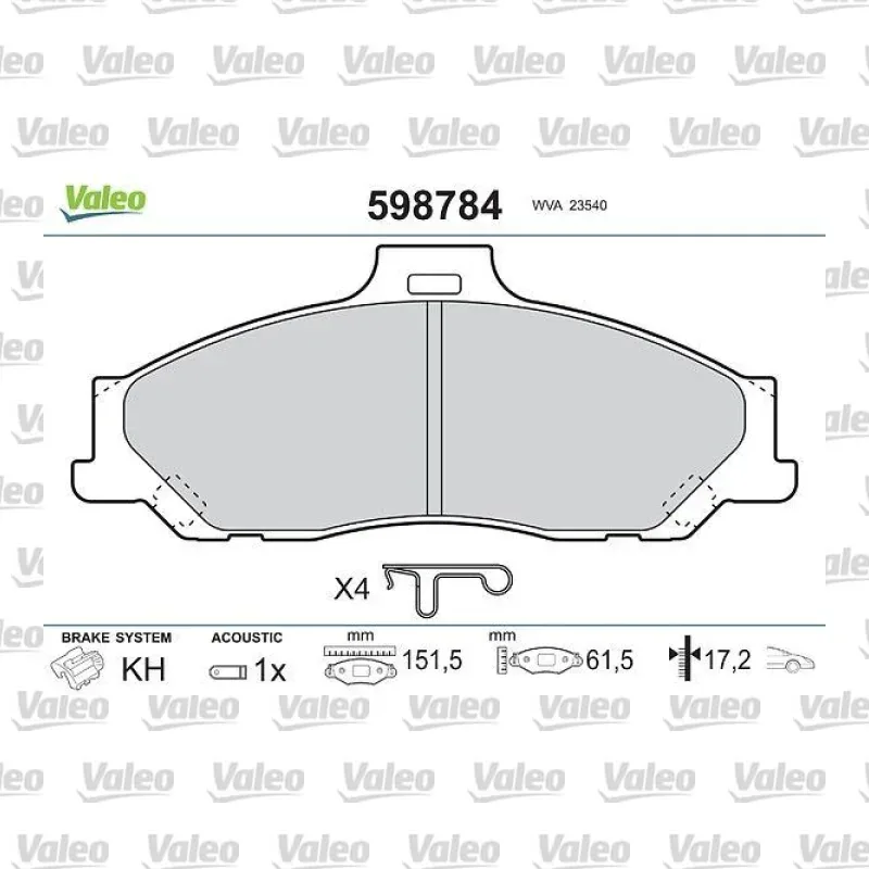 Fren Disk Balata Ön VALEO 598784 – Ford / Mazda