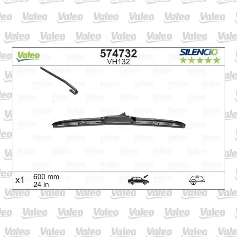 Silecek Süpürgesi Ön Hybrid Tip 600 mm - 24 inç VALEO 574732