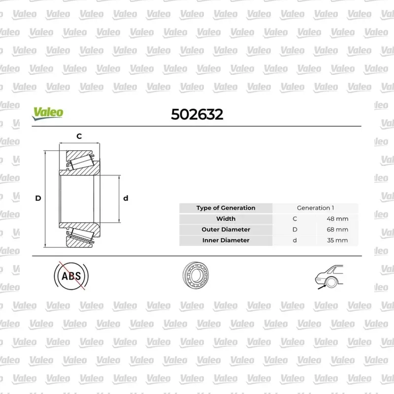 Teker Rulmanı Arka Sağ veya Sol VALEO 502632 – Renault / Opel