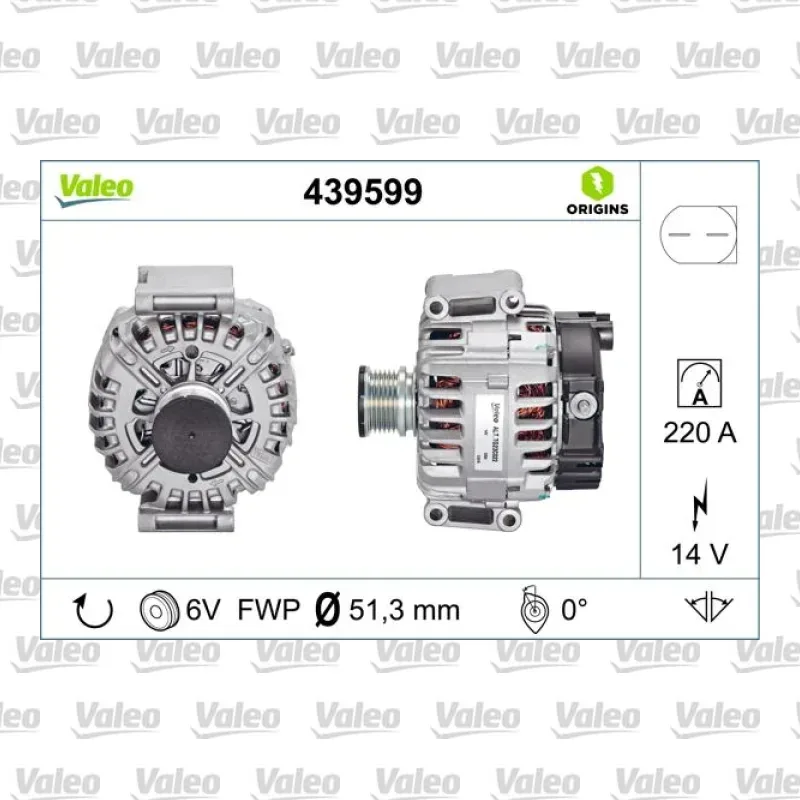 Alternatör VALEO 439599 – Mercedes-Benz Sprinter 2.1 CDI / 3.0 BlueTEC CDI