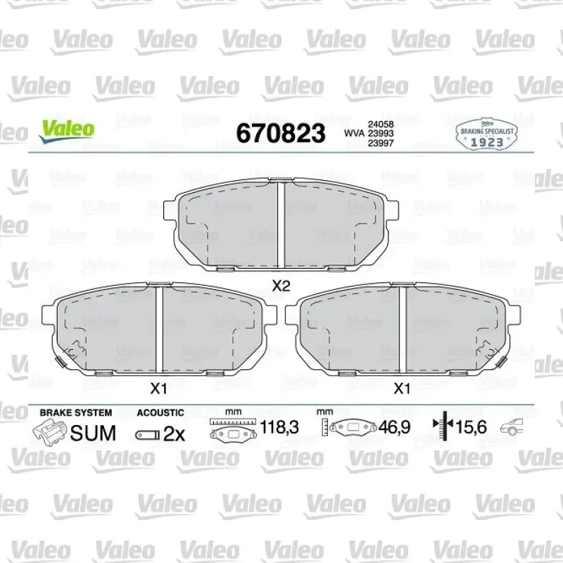 Fren Disk Balata Arka VALEO 670823 – Kia Sorento